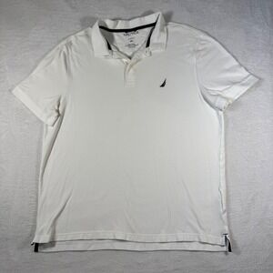 Nautica Polo Shirt Mens XXL White Good Classic Fit Cotton Embroidered Logo